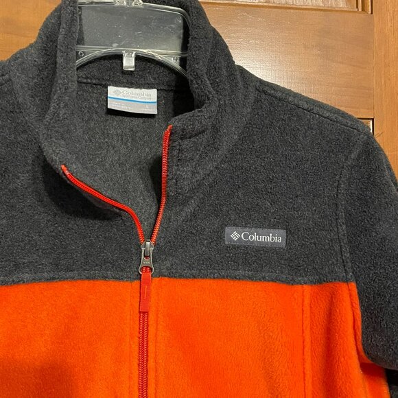 Boys L Columbia Fleece jacket EUC Orange and Gray (14/16) - Picture 3 of 6
